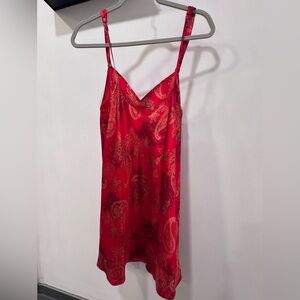 Morgan Taylor Red and Gold Paisley Slip and Robe